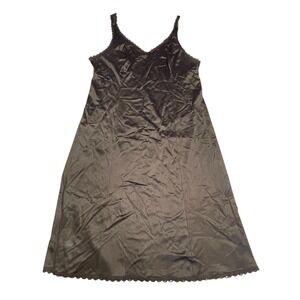 Vintage Montgomery Ward Slip Dress Negligee Size 36 Black Lace Retro Nylon